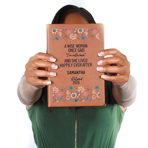 Personalized Retirement Gift for Her Happy Retirement Leather Journal