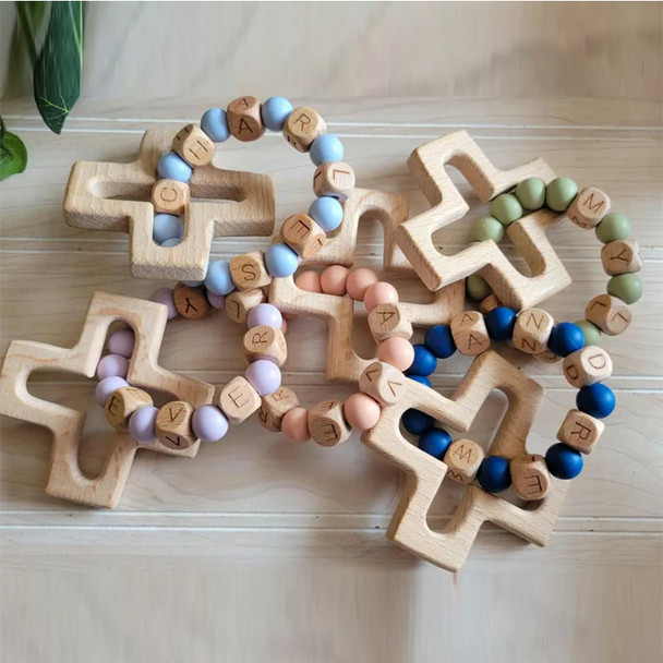 Personalized Silicone Decade Rattle Rosary, Baby and Child's First Rosary