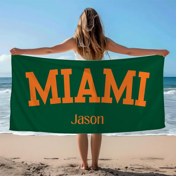 Custom College Beach Towel Graduation Gift Personalized Beach Towel School Spirit