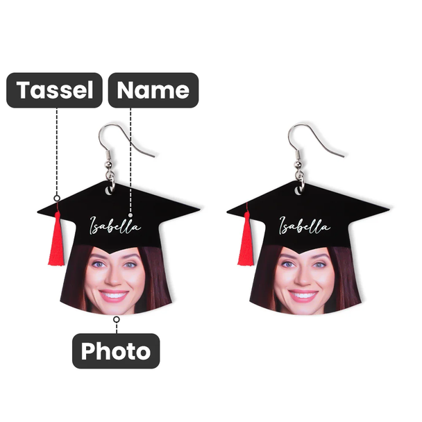 Personalized graduation earrings with names for graduation party gifts for graduates