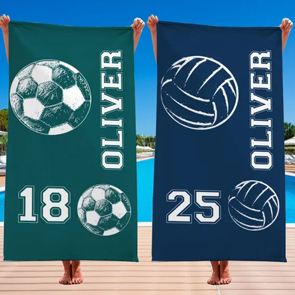 Custom Athletic Beach Towel, Sports Lover Pool Towel