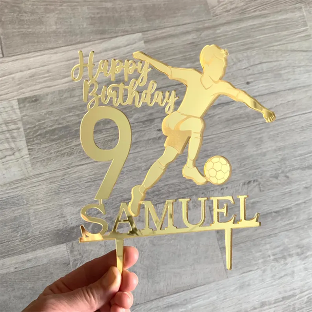 Custom Soccer Cake Topper a?? Personalized Name & Age