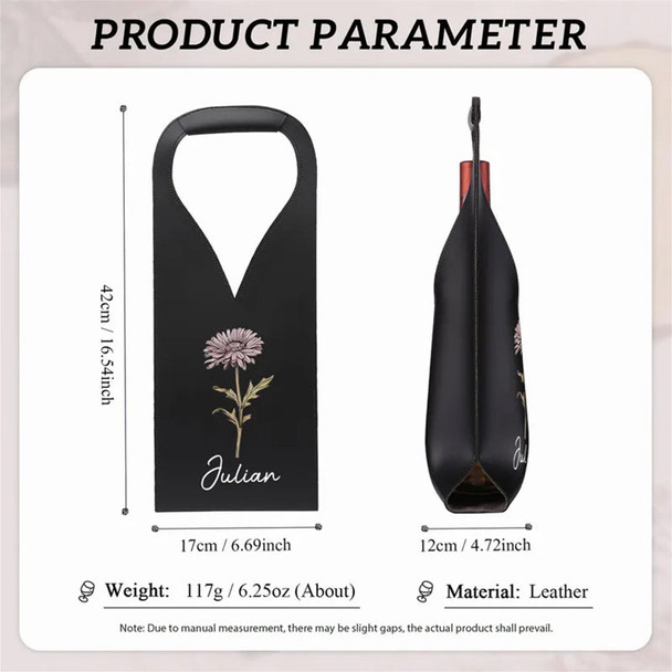 Personalized Leather Wine Bag,Name Wine Tote
