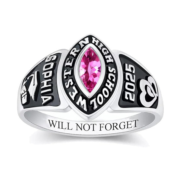 Class rings for women, high school graduation silver ring Graduation Gift