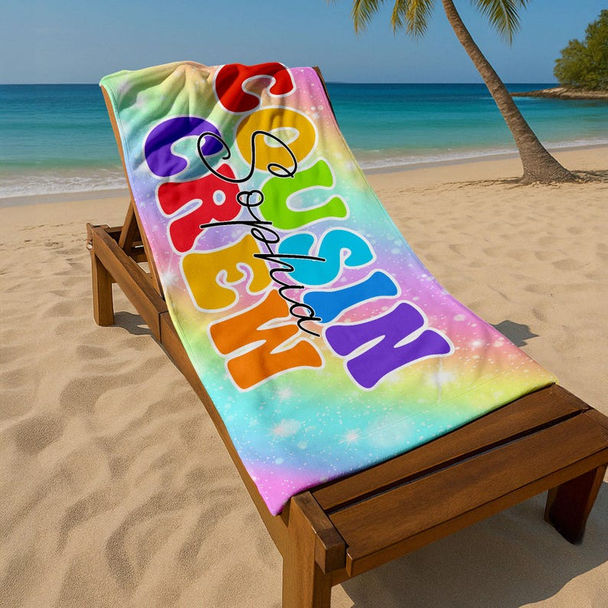 Personalized Beach Towel, Family Vacation Gift, Towel For Kids