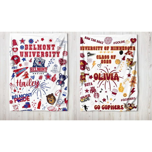 Bed Party Blanket Custom College Blanket Graduation Gift Dorm Pillow Graduation Gift