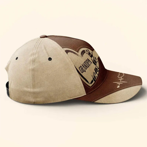 Personalized Grandpa Dad Kids Handprints Classic Cap, Father's Day Gift For Dad