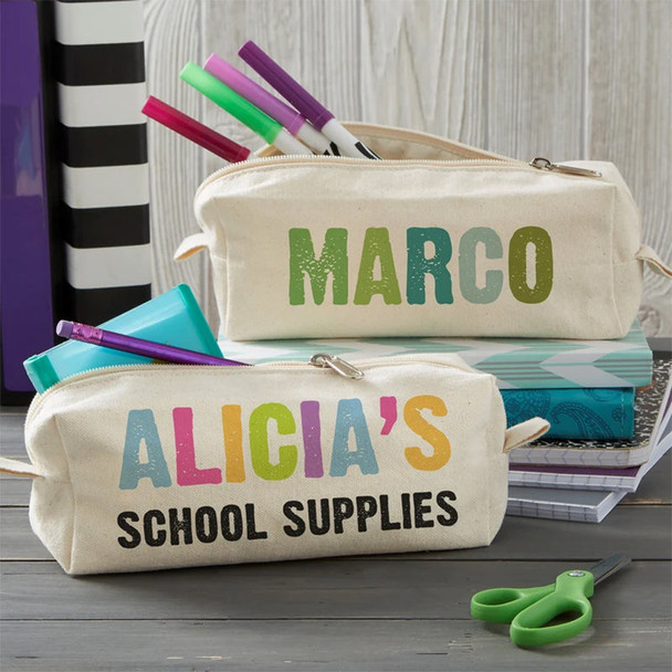All Mine Personalized Canvas Pencil Case, Personalized School Supplies