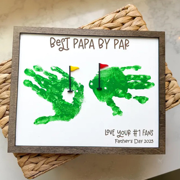Fathera??s Day Golf Handprint Sign, Best Dad by Par Gift