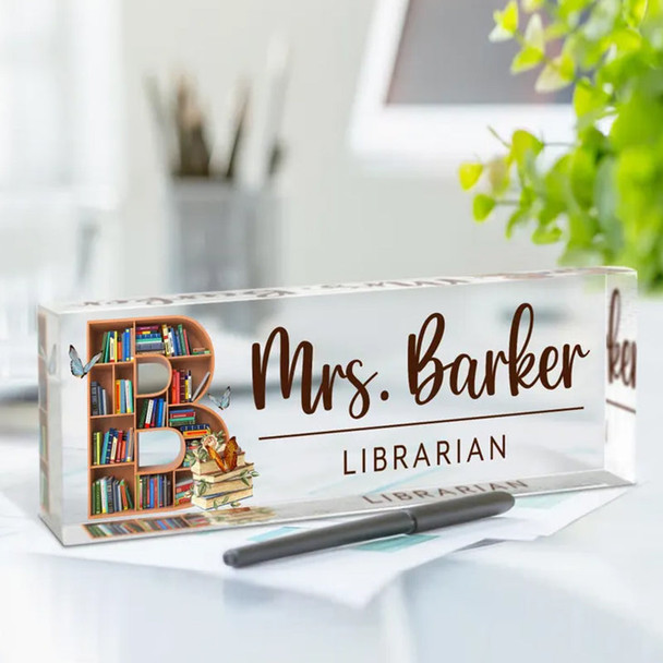 Personalized Teacher Desk Name Plate, School Librarian Gifts