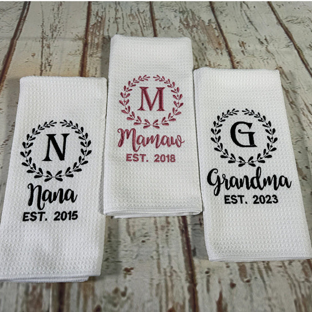 Personalized gift for grandma, Embroidered kitchen towels