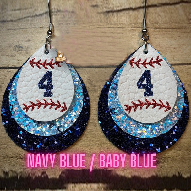 Custom Triple Layer Baseball Jersey Number Earrings