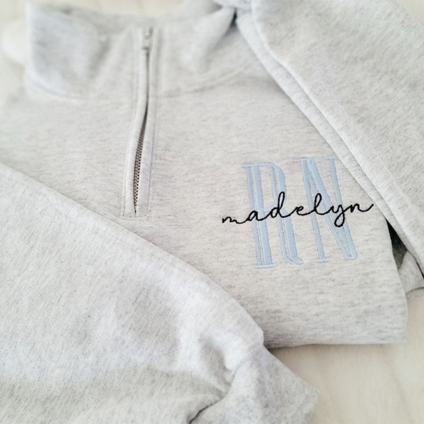 Nurse Custom Quarter Zip Sweatshirt-Jerzees Nublend Quarter Zip-Custom Embroidered