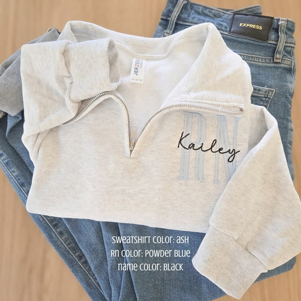 Nurse Custom Quarter Zip Sweatshirt-Jerzees Nublend Quarter Zip-Custom Embroidered