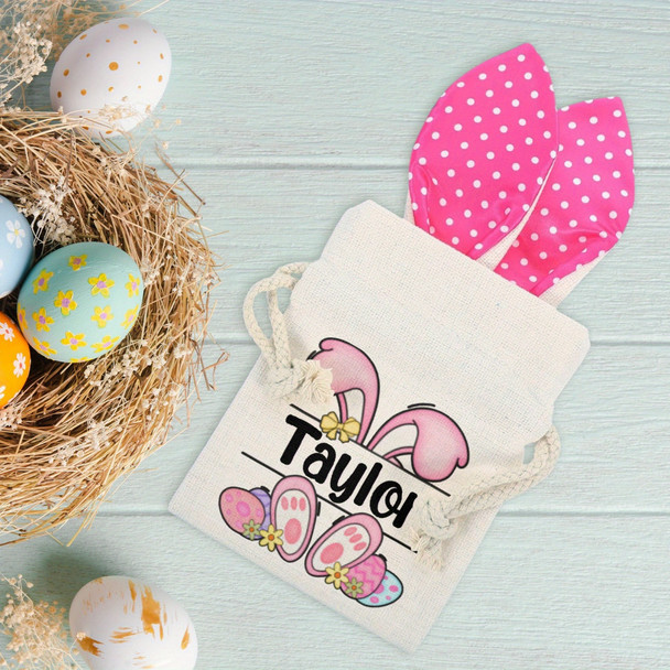 Custom Easter Bunny Sack - Personalized Rabbit Print Gift Bag with Name