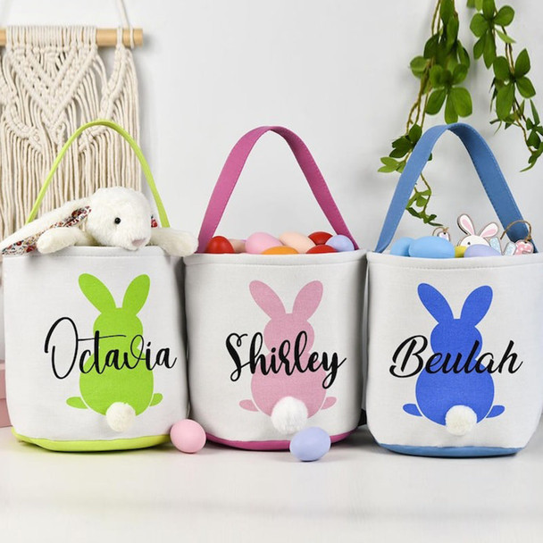 Kids Egg Hunt Bags, Personalized Easter Basket, Custom Name Bunny Basket