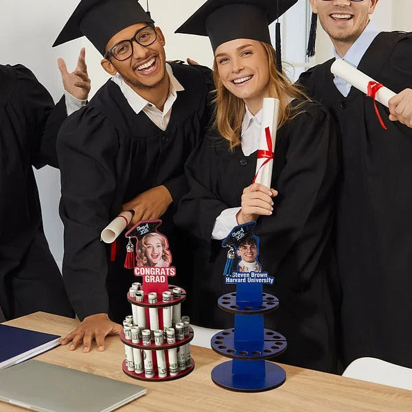 Personalized Graduation Cap Photo Wooden Cake Money Holder