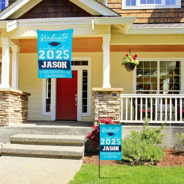 Personalized Graduation Garden Flag w/ Name & School Name