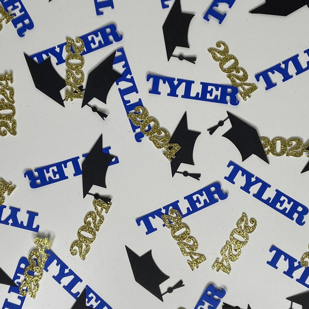 Graduation Confetti, Graduation Party Decor, Custom Name 60 Pieces