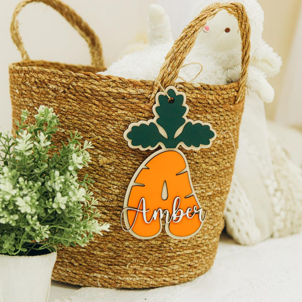 Personalized Easter Basket Tag Carrot Basket Tag Kids Easter Basket Tag