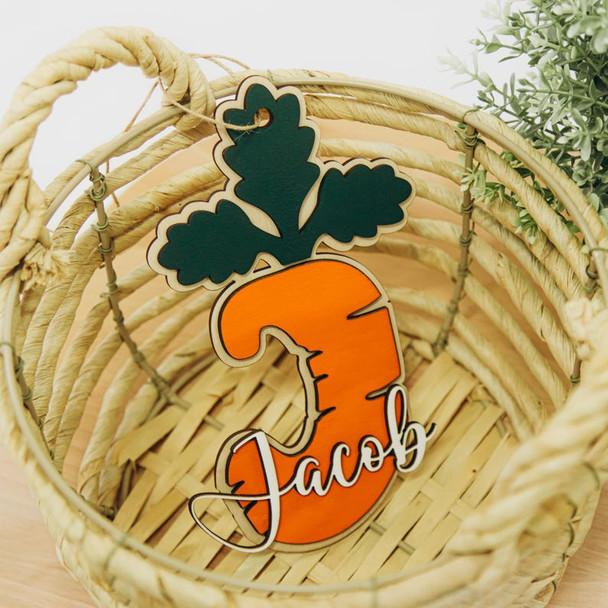 Personalized Easter Basket Tag Carrot Basket Tag Kids Easter Basket Tag