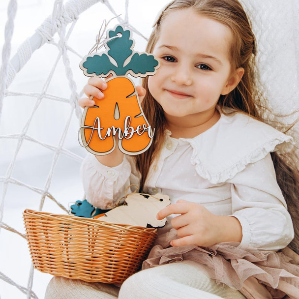 Personalized Easter Basket Tag Carrot Basket Tag Kids Easter Basket Tag
