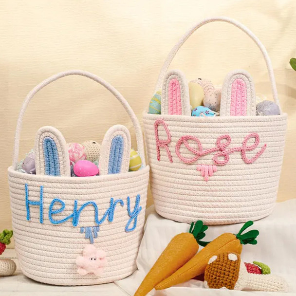 Personalized Easter Bunny Basket, Custom Name Baby Basket