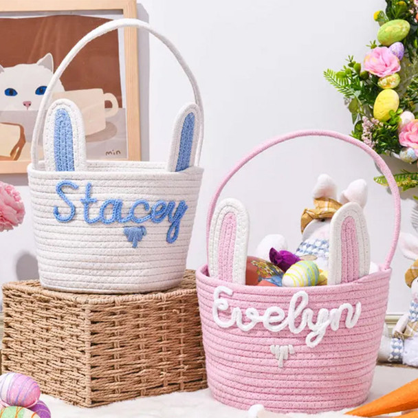Personalized Easter Bunny Basket, Custom Name Baby Basket