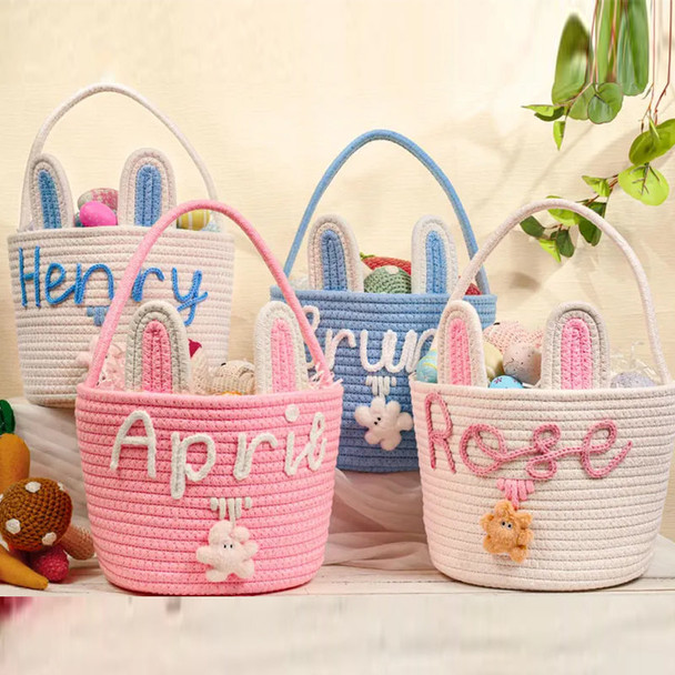 Personalized Easter Bunny Basket, Custom Name Baby Basket