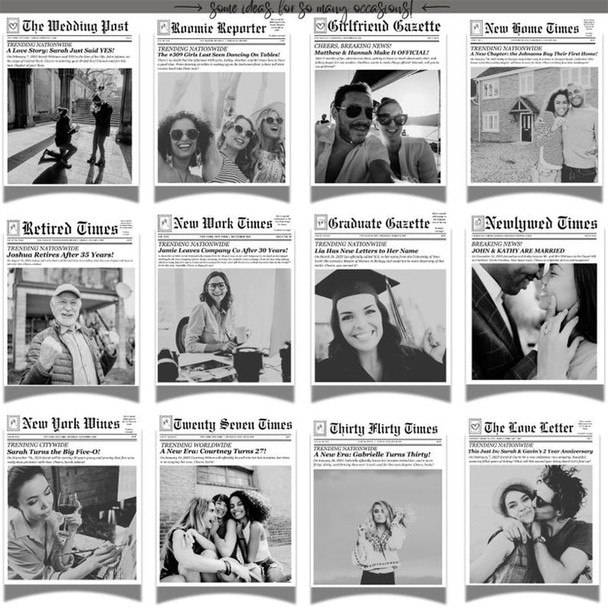 CUSTOM Photo Newspaper Wine, Champagne Bottle Label Gift for Her