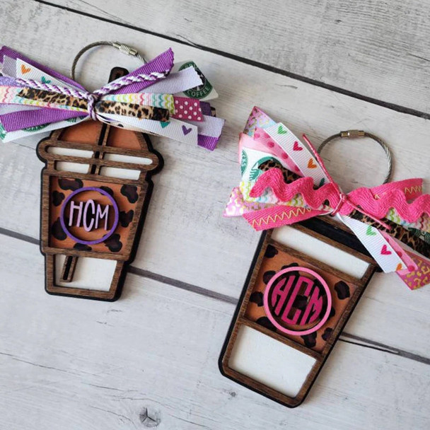 Coffee Lover Bag Charm- Iced Coffee Cheetah