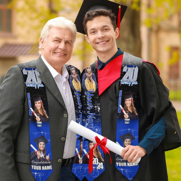 Custom Graduation Stole with photos, Your School Colors Personalized Stole