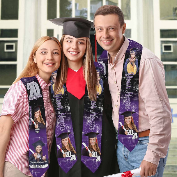 Custom Graduation Stole with photos, Your School Colors Personalized Stole