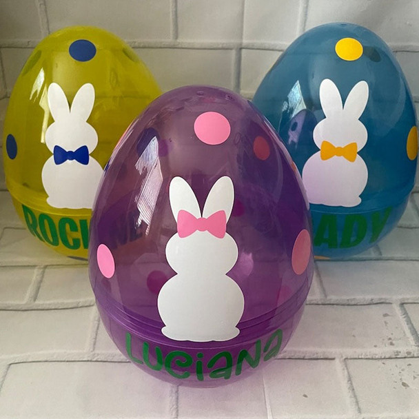 Personalized plastic Large EGG Easter fillable polka dots monogram party gift