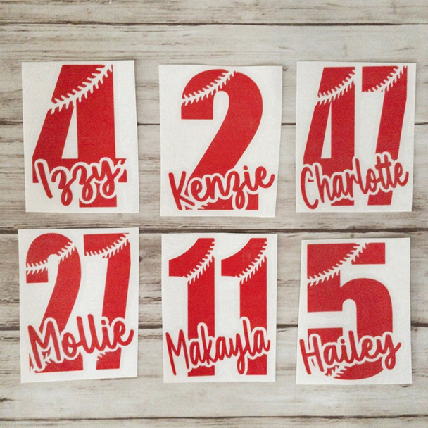 Personalized Baseball Softball Soccer Football Cheer Number Sticker
