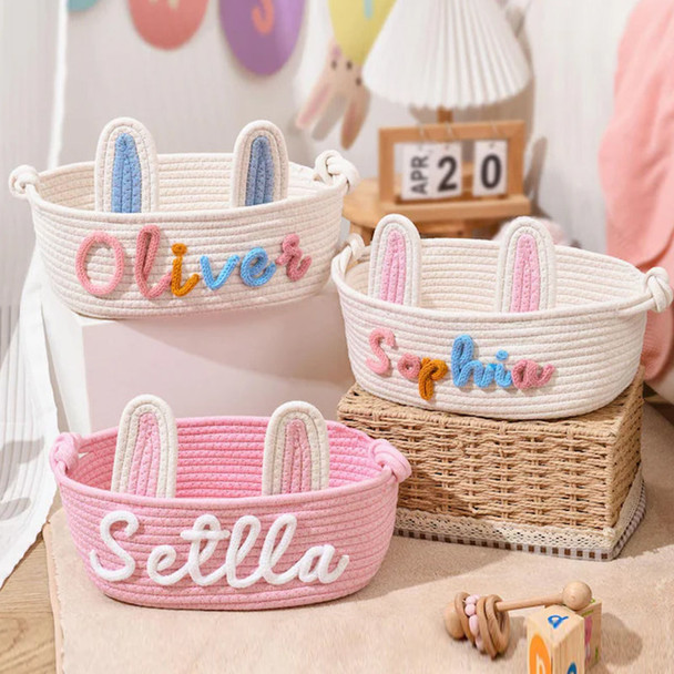 Personalized Easter Basket for Kids, Name Easter Bunny Basket
