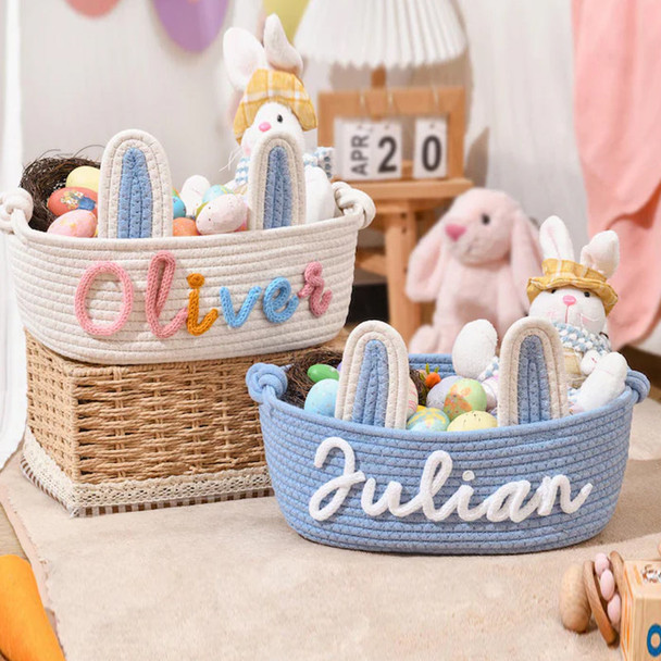 Personalized Easter Basket for Kids, Name Easter Bunny Basket