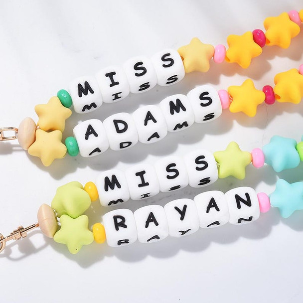 Personalized Teacher Lanyard,Custom Star Beaded Teacher Lanyard Teacher Gift Idea