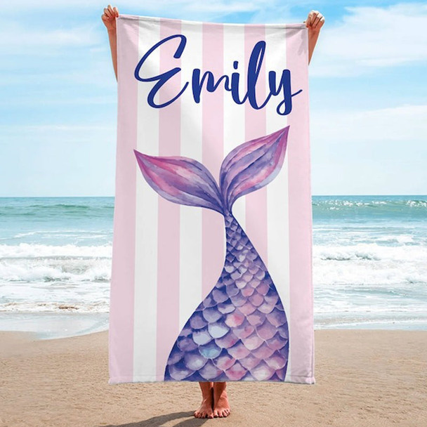 Mermaid Personalized Beach Towel, Mermaid Party Favors, Custom Beach Towel, Mermaid Birthday Gift For Kids, Pool Bachelorette Trip