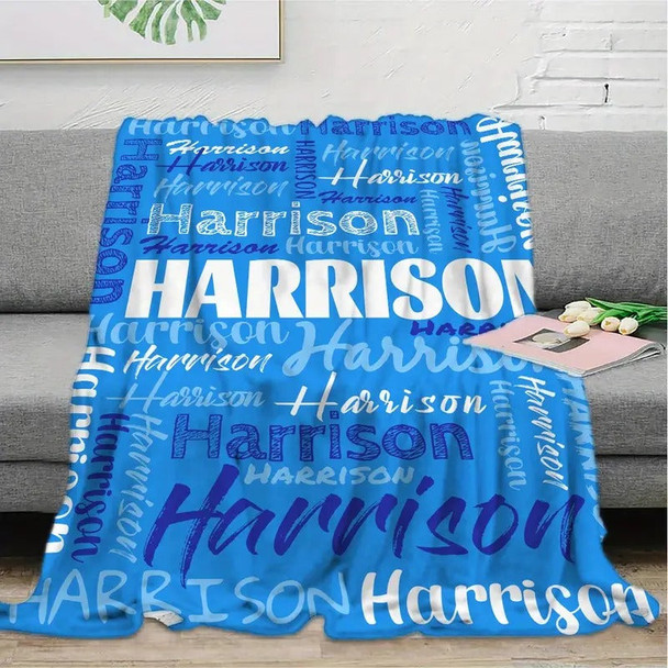 Personalized Name Throw Blanket, Contrast Color Design