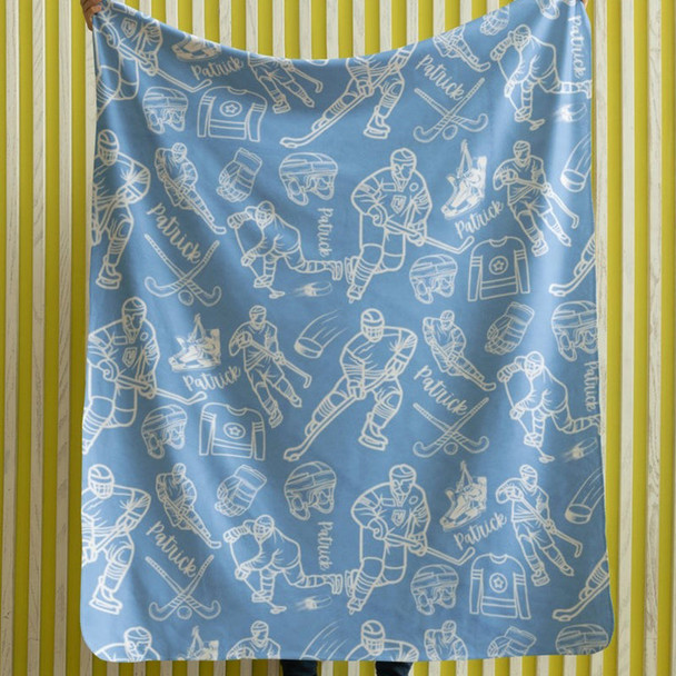 Personalized Hockey Blanket, Custom Hockey Player Throw