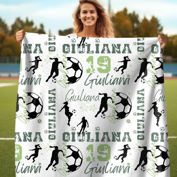 Custom Name Soccer Blanket, Personalized Soccer Girl