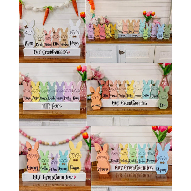 Personalized Easter Bunny Block - Chunky Wooden Easter Bunny