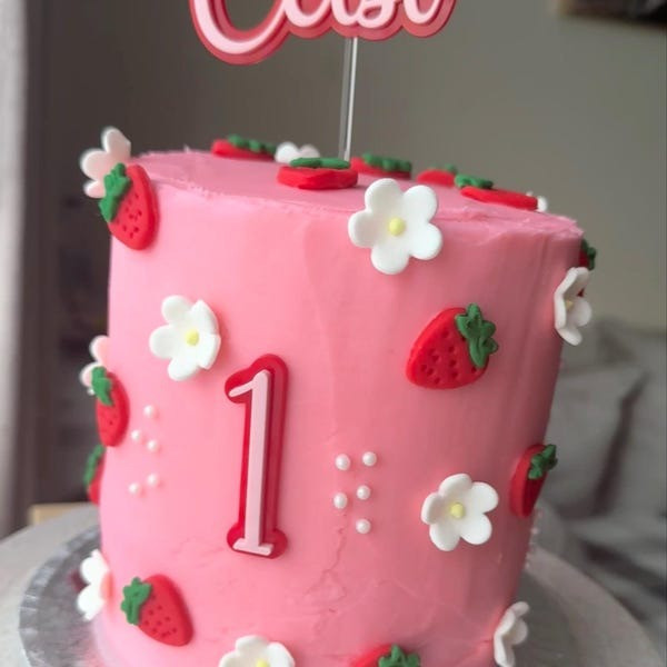Double layered acrylic cake topper / cake charm - Name and Number
