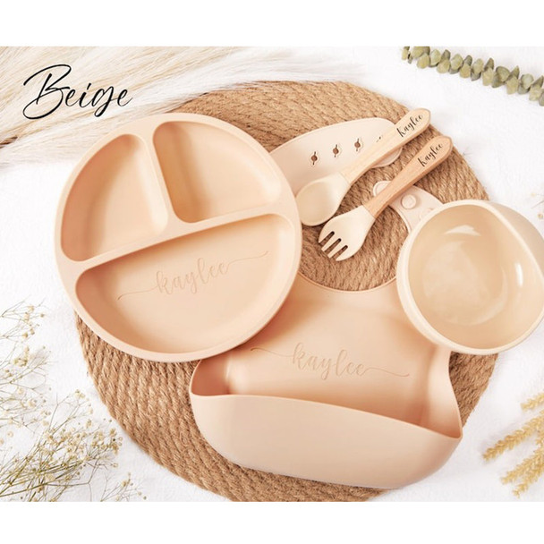 Personalized Silicone Weaning Set,Cartoon Weaning Set for Toddler Baby Kids