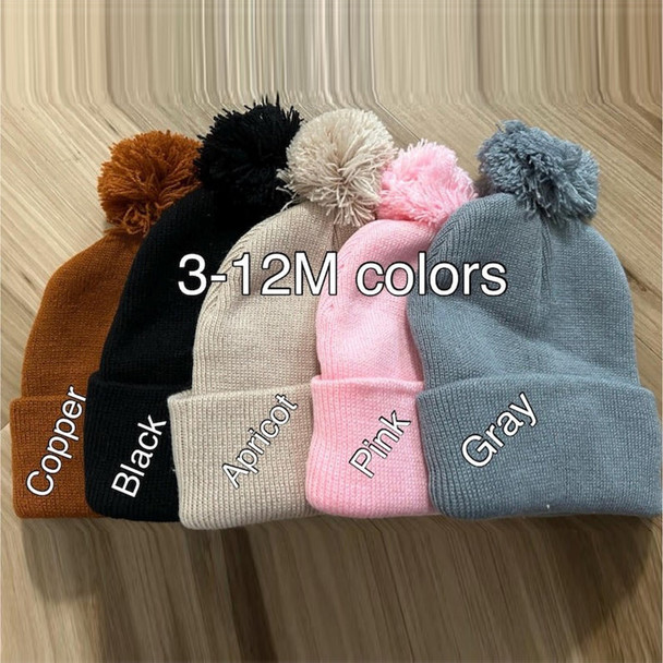 Personalized Hand Embroidered Name Winter Pom-pom Hat