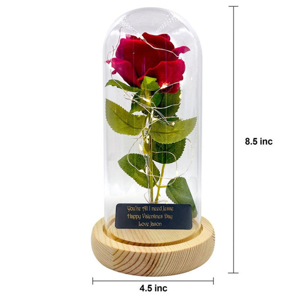 Personalized Galaxy Rose in Glass Dome with LED Light, Valentine's Day Gift