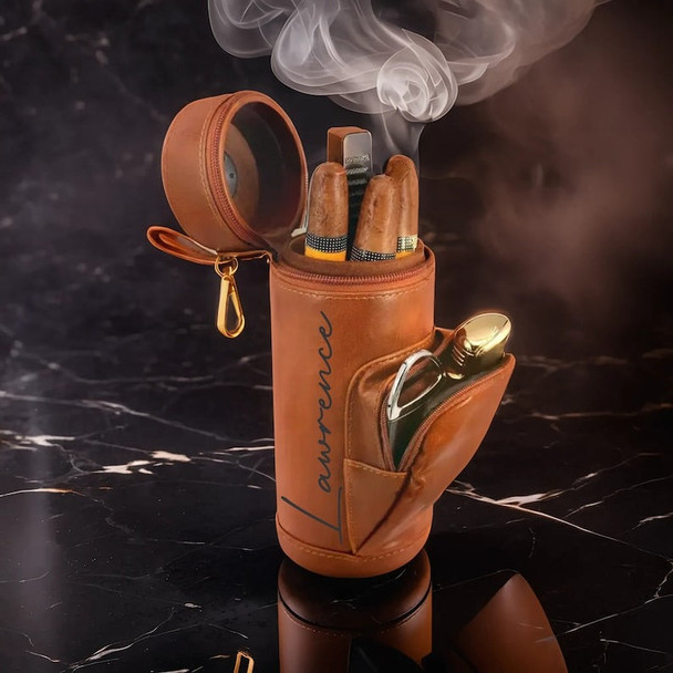 Personalized Travel Cigar Humidor Case with included accessories for Golf Lovers Gift