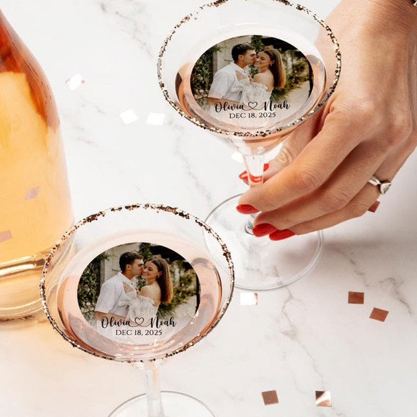 Personalized Edible Photo Wedding Drink Toppers/Custom Drink Toppers