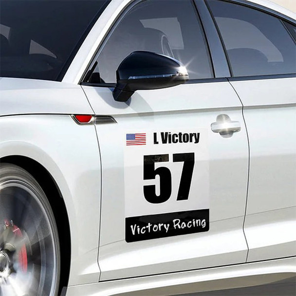 Personalized Reusable National Flag Track Racing Car Magnet Vinyl Sticker